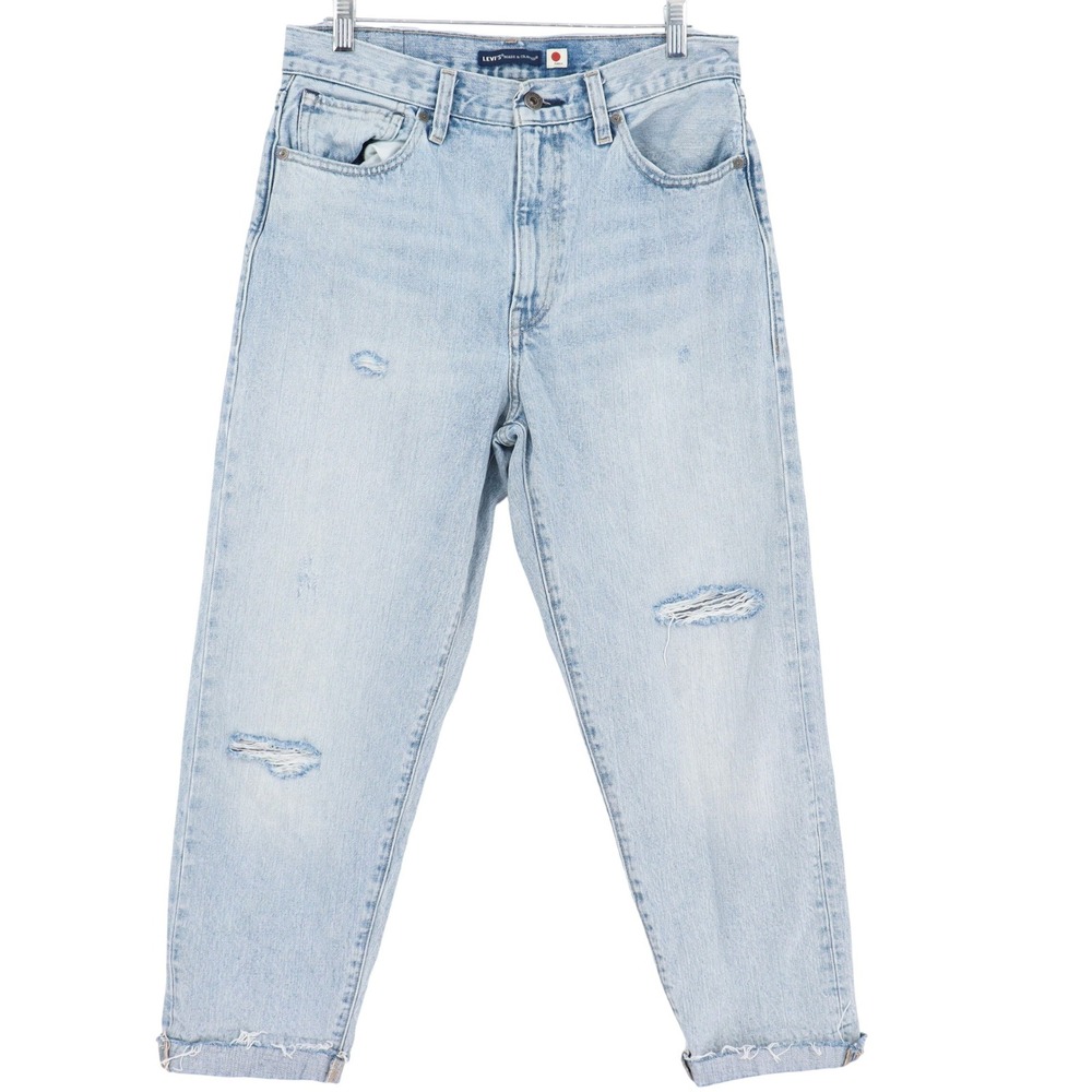 Levis Women's Column High Rise Straight Jeans Light Wash Distressed Size 29x27